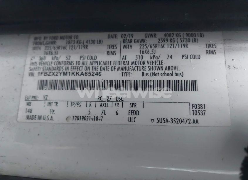 Photo 9 of 2019 Ford Transit-350 XL (VIN 1FBZX2YM1KKA65246)