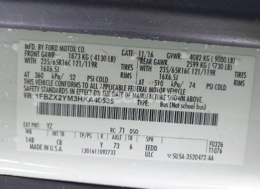 Photo 9 of 2017 Ford Transit-350 XLT (VIN 1FBZX2YM3HKA40535)