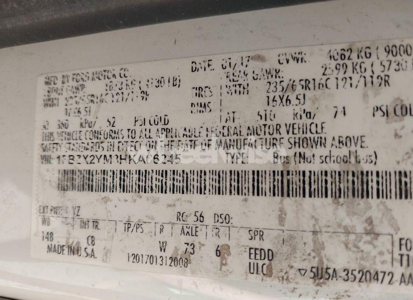 Photo 9 of 2017 Ford Transit XLT (VIN 1FBZX2YM3HKA66245)