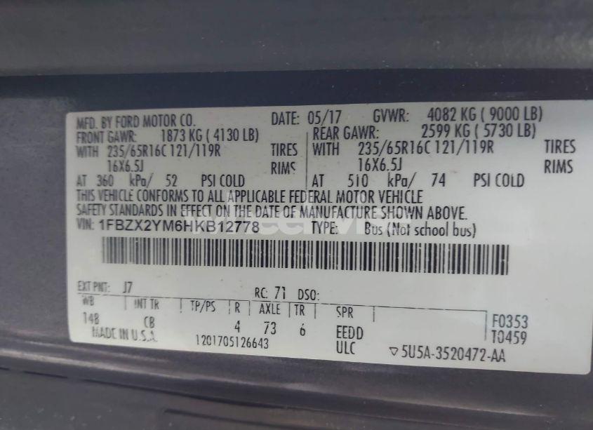 Photo 9 of 2017 Ford Transit-350 XLT (VIN 1FBZX2YM6HKB12778)