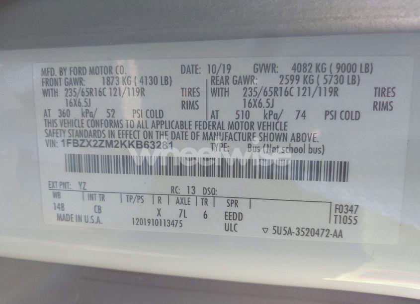 Photo 9 of 2019 Ford Transit-350 XLT (VIN 1FBZX2ZM2KKB63281)