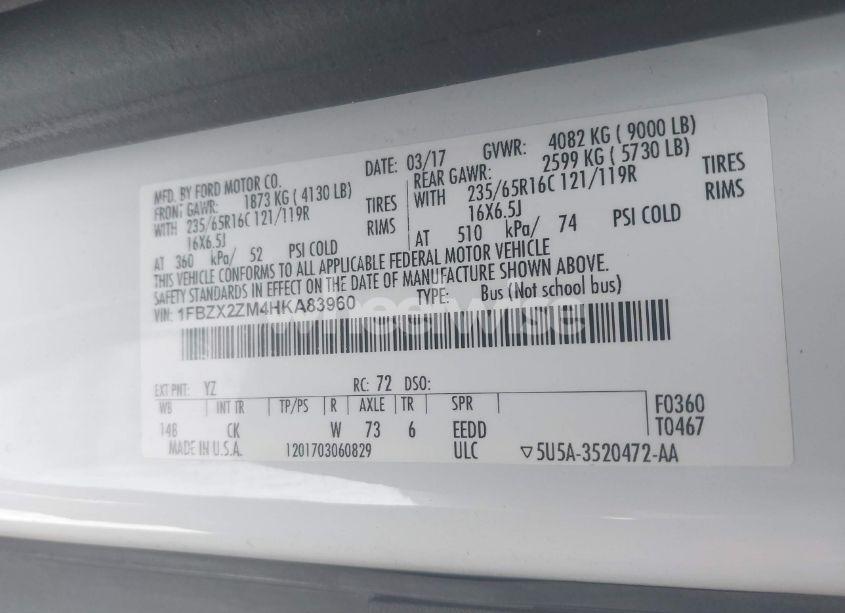 Photo 9 of 2017 Ford Transit-350 XLT (VIN 1FBZX2ZM4HKA83960)