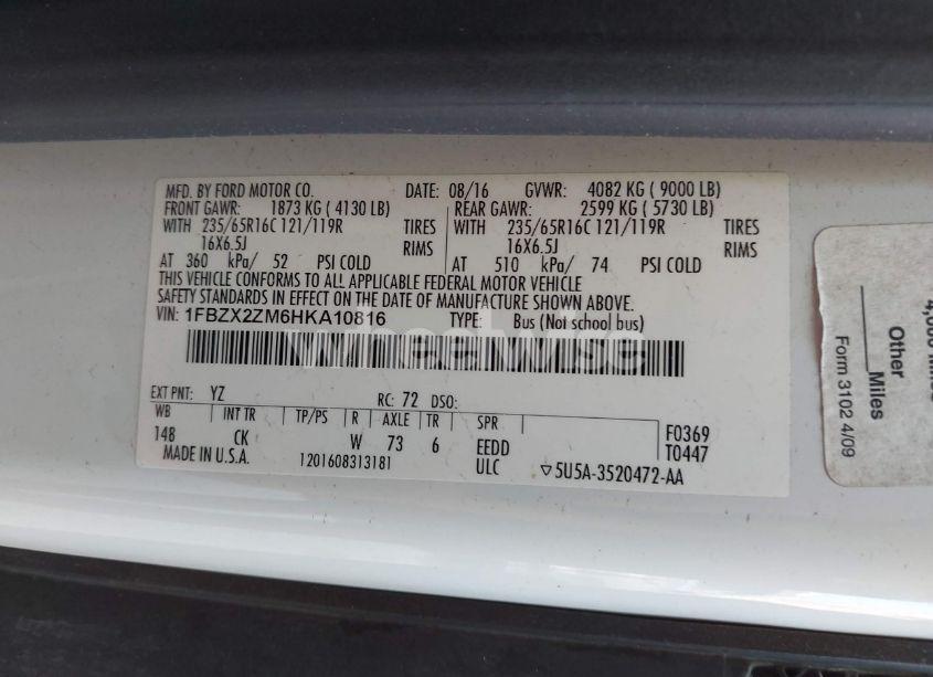 Photo 7 of 2017 Ford Transit XLT (VIN 1FBZX2ZM6HKA10816)