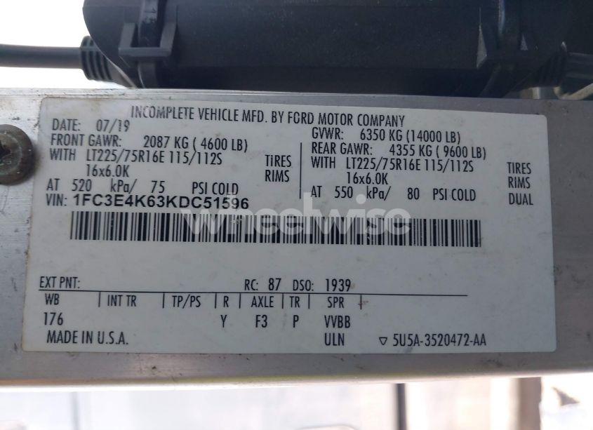 Photo 8 of 2019 Ford E-450 STRIPPED (VIN 1FC3E4K63KDC51596)