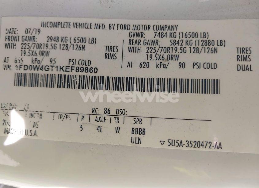 Photo 8 of 2019 Ford F-450 CHASSIS XL (VIN 1FD0W4GT1KEF89860)