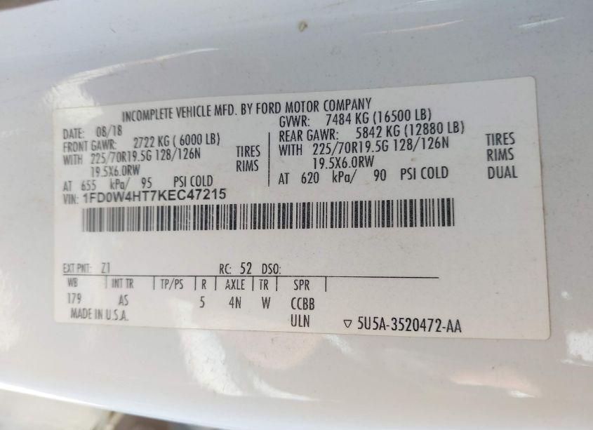 Photo 8 of 2019 Ford F-450 CHASSIS XL (VIN 1FD0W4HT7KEC47215)