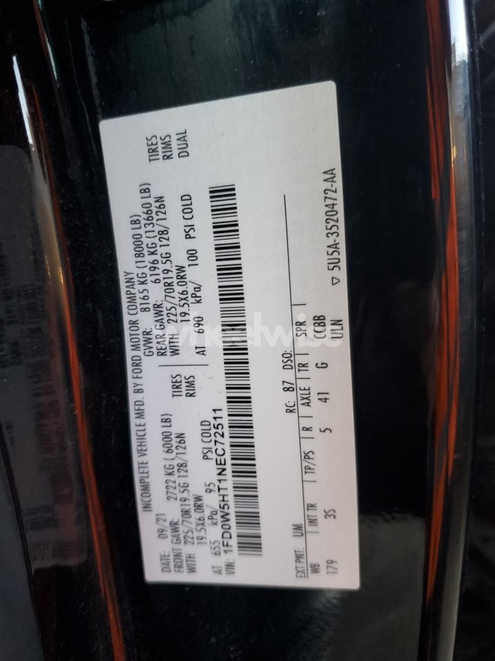 Photo 14 of 2022 FORD F550 SUPER DUTY TRUCK CAB AND CHASSIS (VIN 1FD0W5HT1NEC72511)