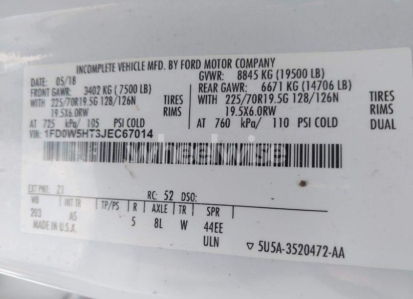 Photo 8 of 2018 Ford F-550 CHASSIS XL (VIN 1FD0W5HT3JEC67014)