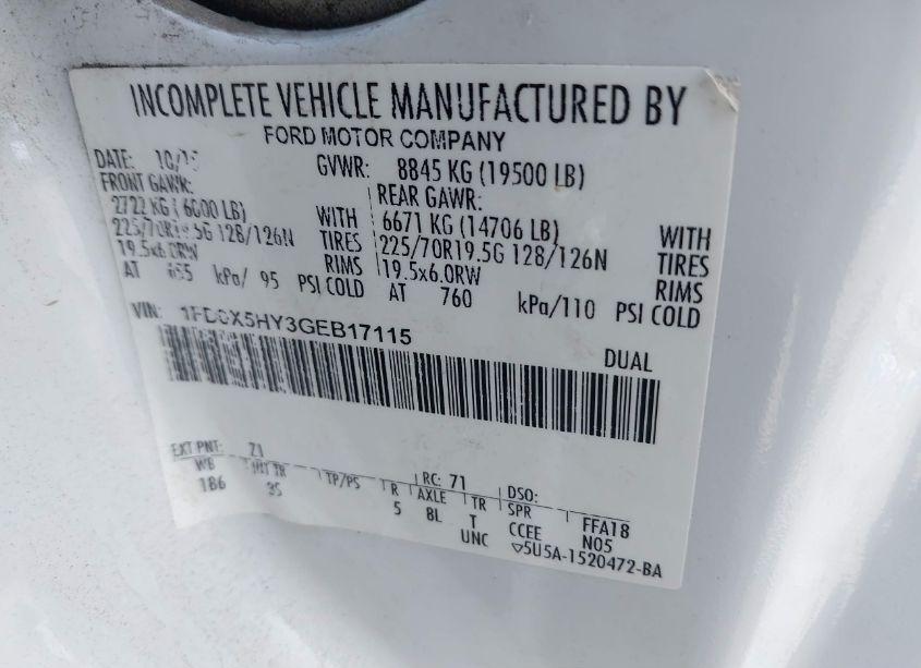 Photo 9 of 2016 Ford F-550 CHASSIS XLT (VIN 1FD0X5HY3GEB17115)