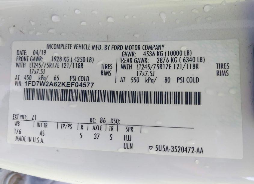 Photo 9 of 2019 Ford F-250 XL (VIN 1FD7W2A62KEF04577)