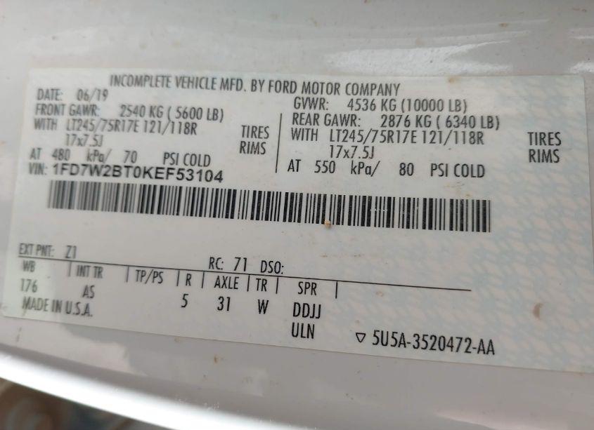 Photo 9 of 2019 Ford F-250 XL (VIN 1FD7W2BT0KEF53104)