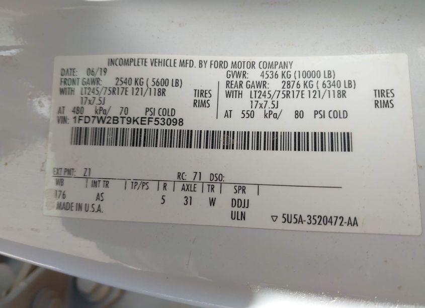 Photo 9 of 2019 Ford F-250 XL (VIN 1FD7W2BT9KEF53098)