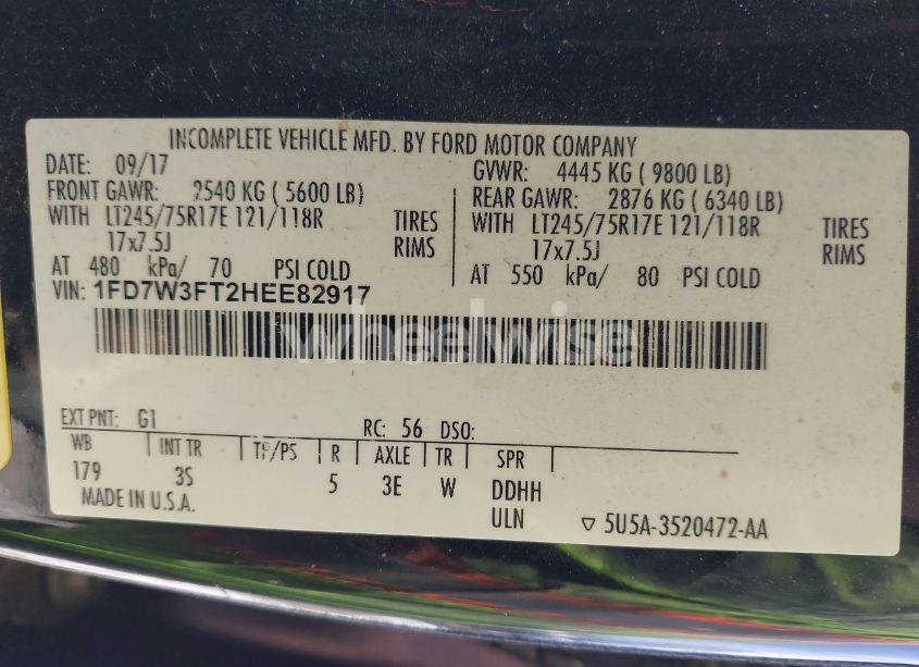 Photo 9 of 2017 Ford F-350 CHASSIS XLT (VIN 1FD7W3FT2HEE82917)