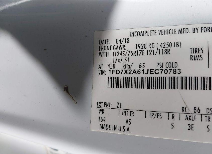 Photo 9 of 2018 Ford F-250 XL (VIN 1FD7X2A61JEC70783)