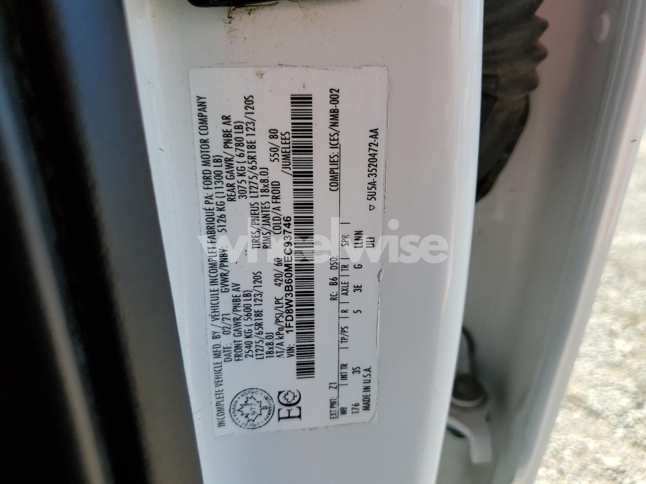 Photo 13 of 2021 FORD F350 SUPER DUTY (VIN 1FD8W3B60MEC93746)
