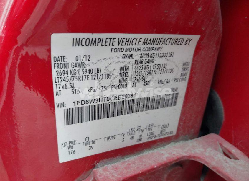 Photo 4 of 2012 Ford F-350 CHASSIS XLT (VIN 1FD8W3HT0CEB29361)