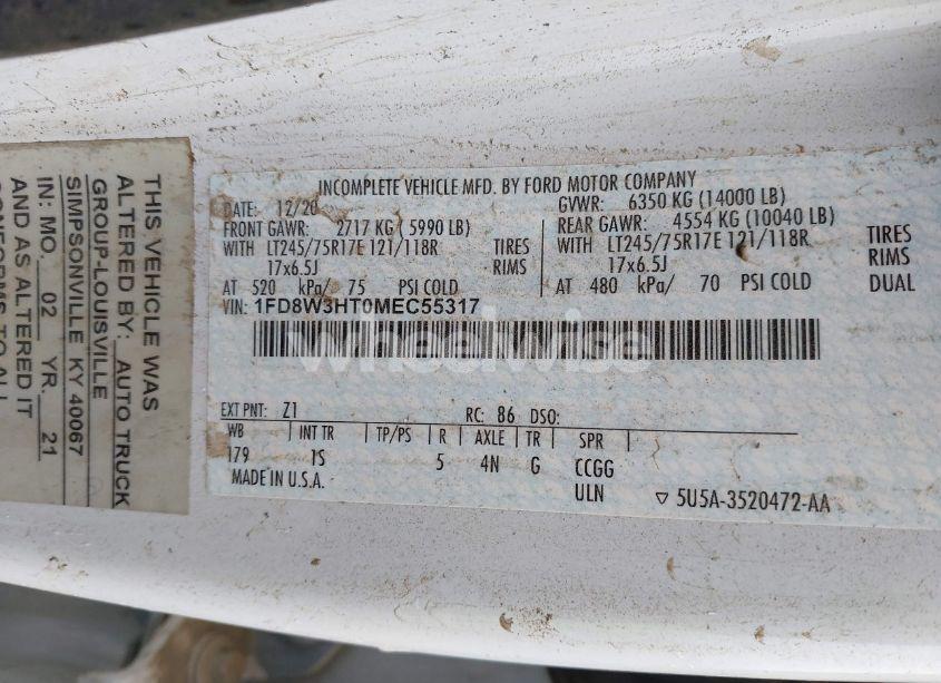 Photo 9 of 2021 Ford F-350 CHASSIS XL (VIN 1FD8W3HT0MEC55317)