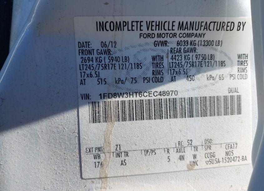 Photo 8 of 2012 Ford F-350 CHASSIS XL (VIN 1FD8W3HT6CEC48970)