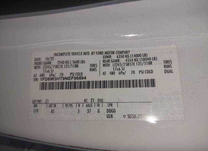 Photo 8 of 2022 Ford F-350 CHASSIS XL (VIN 1FD8W3HT9NEF96894)