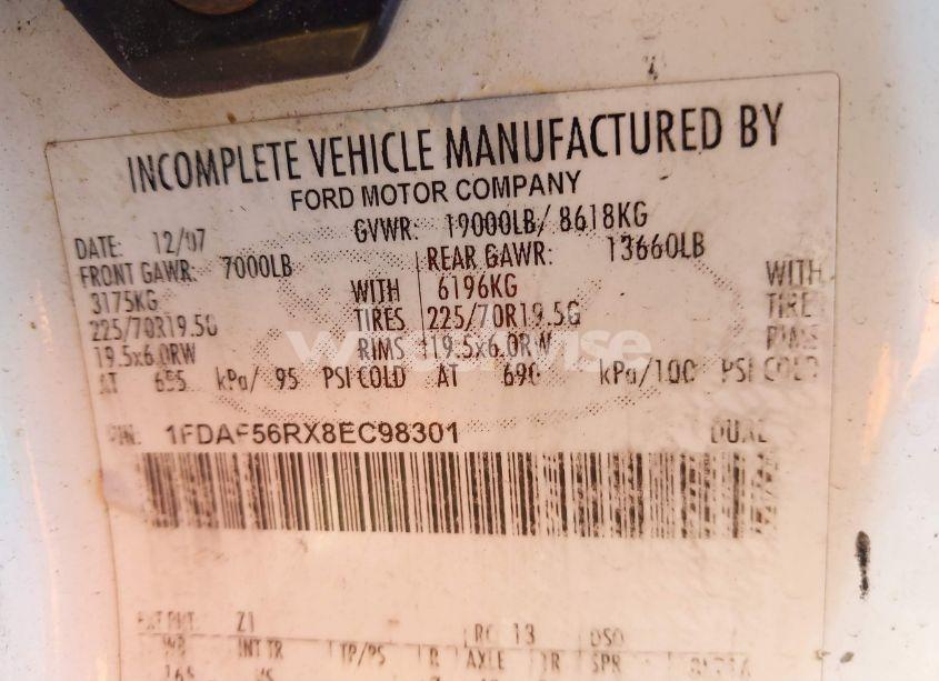 Photo 9 of 2008 Ford F-550 CHASSIS XL/XLT (VIN 1FDAF56RX8EC98301)