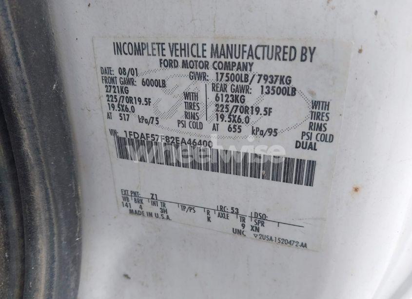 Photo 8 of 2002 Ford F-550 XL/XLT (VIN 1FDAF57F82EA46400)