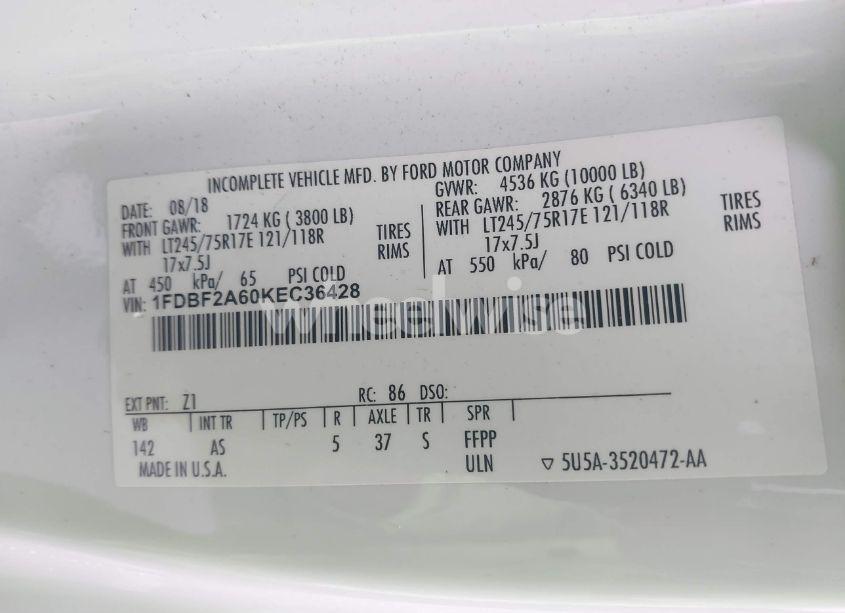 Photo 9 of 2019 Ford F-250 XL (VIN 1FDBF2A60KEC36428)