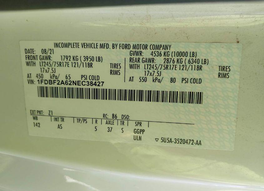 Photo 9 of 2022 Ford F-250 XL (VIN 1FDBF2A62NEC38427)