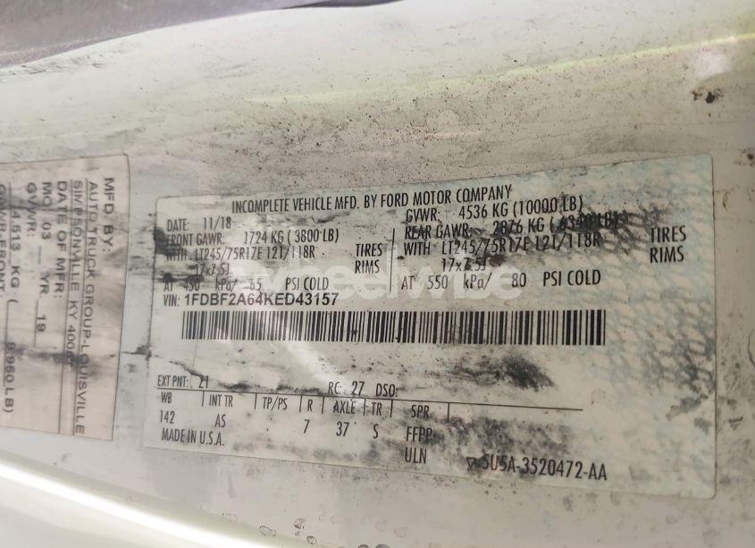 Photo 9 of 2019 Ford F-250 XL (VIN 1FDBF2A64KED43157)