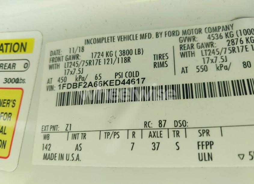 Photo 9 of 2019 Ford F-250 XL (VIN 1FDBF2A66KED44617)