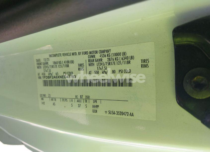 Photo 9 of 2022 Ford F-250 XL (VIN 1FDBF2A6XNED47783)