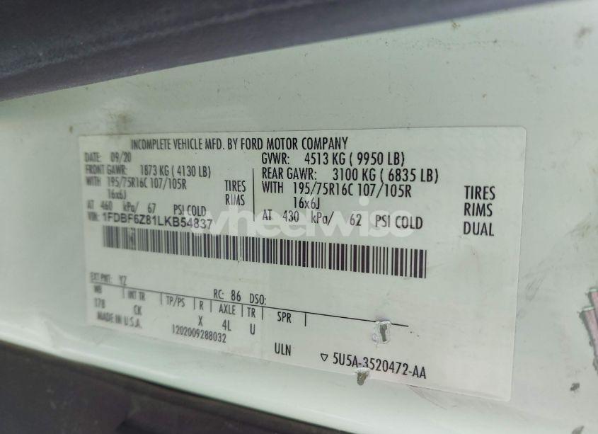 Photo 9 of 2020 Ford Transit-350 CAB (VIN 1FDBF6Z81LKB54837)