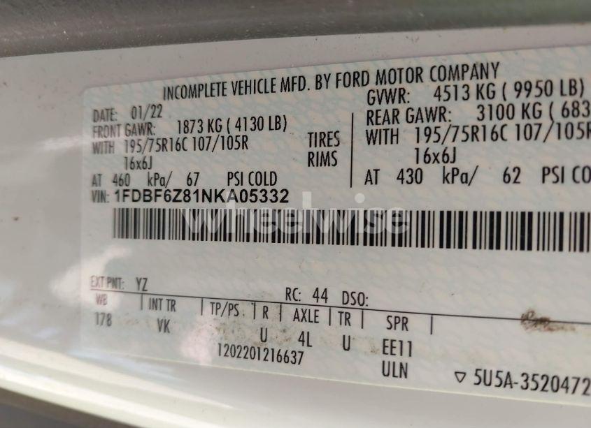 Photo 9 of 2022 Ford Transit-350 CAB (VIN 1FDBF6Z81NKA05332)