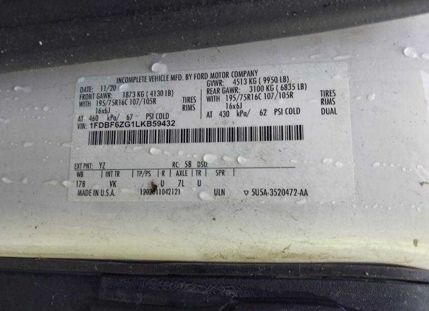 Photo 9 of 2020 Ford Transit-350 CAB (VIN 1FDBF6ZG1LKB59432)