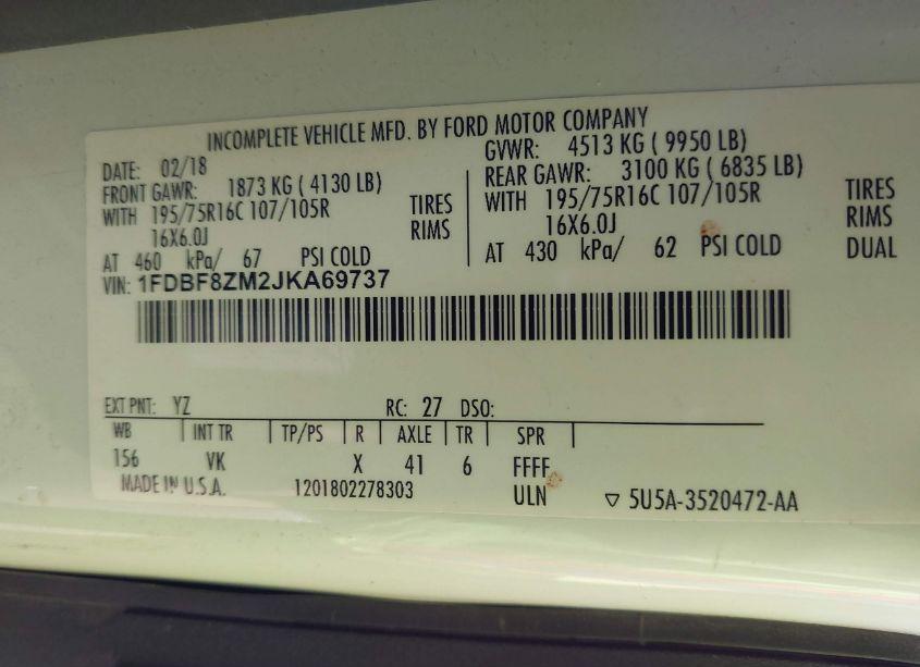 Photo 9 of 2018 Ford Transit-350 CAB (VIN 1FDBF8ZM2JKA69737)