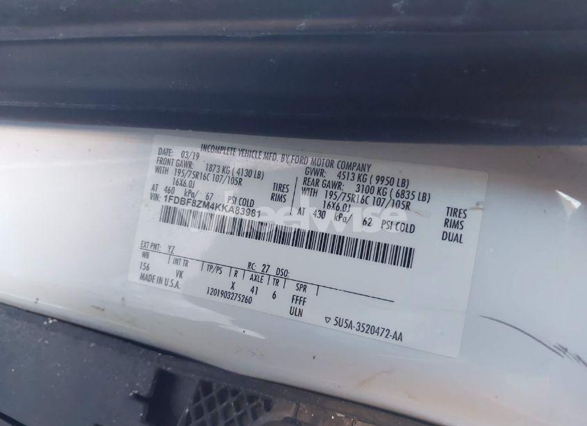 Photo 9 of 2019 Ford Transit-350 CAB (VIN 1FDBF8ZM4KKA83981)