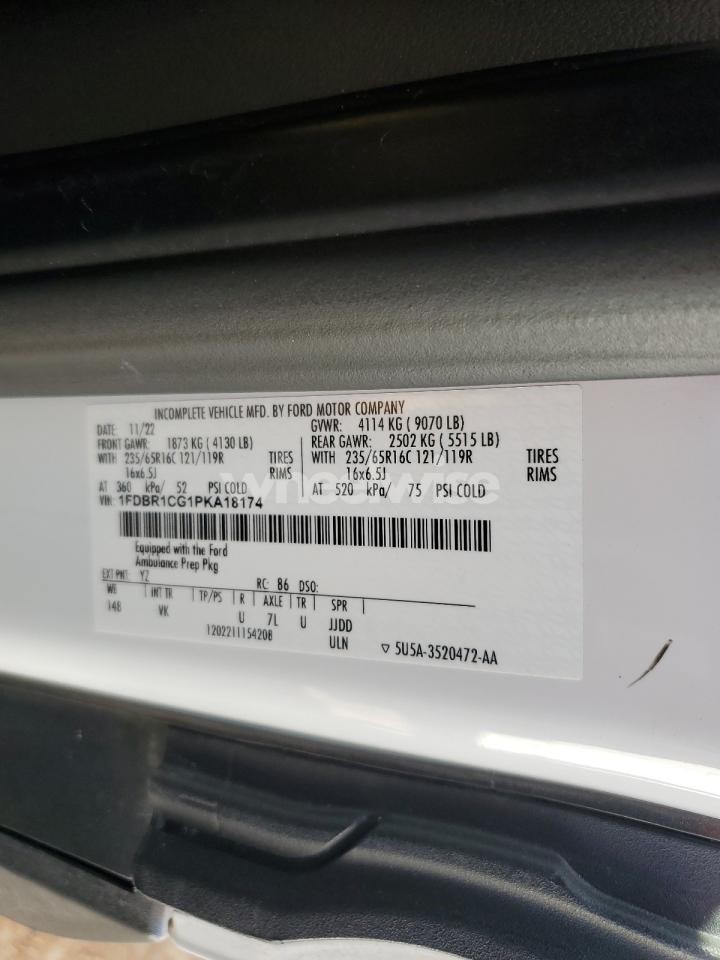 Photo 13 of 2023 FORD TRANSIT - TRUCKS AMBULANCE (VIN 1FDBR1CG1PKA18174)