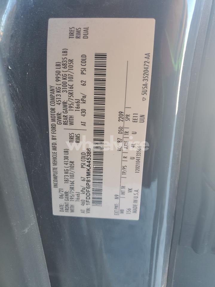 Photo 12 of 2021 FORD TRANSIT T-350 HD (VIN 1FDDF6P81MKA45386)