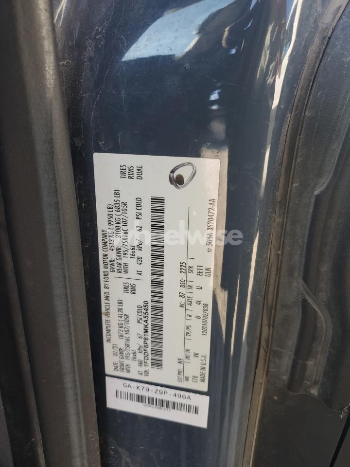 Photo 13 of 2021 FORD TRANSIT T-350 HD (VIN 1FDDF6P81MKA55450)