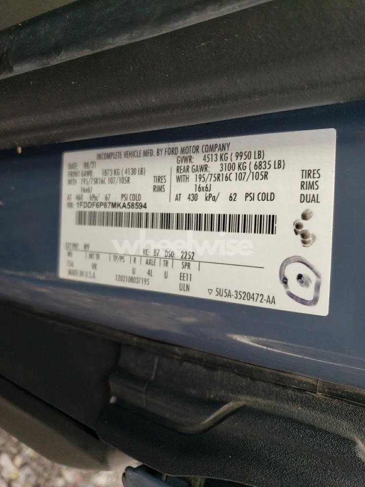 Photo 13 of 2021 FORD TRANSIT T-350 HD (VIN 1FDDF6P87MKA58594)