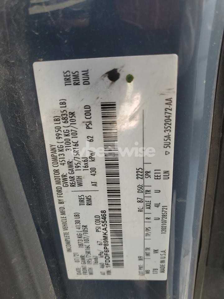 Photo 13 of 2021 FORD TRANSIT T-350 HD (VIN 1FDDF6P89MKA55468)