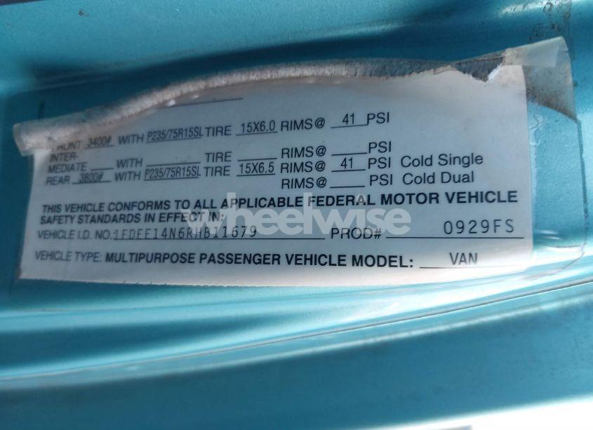 Photo 9 of 1994 Ford Econoline E150 VAN (VIN 1FDEE14N6RHB11679)