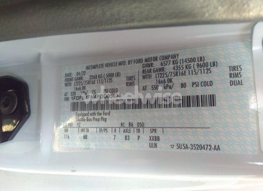 Photo 8 of 2023 Ford E-450 CUTAWAY (VIN 1FDFE4FN4PDD05635)