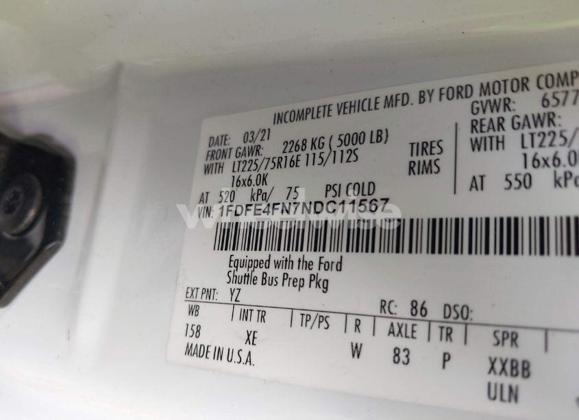 Photo 8 of 2022 Ford E-450 CUTAWAY (VIN 1FDFE4FN7NDC11567)