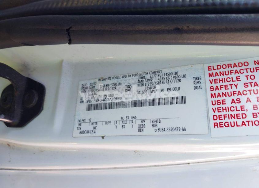 Photo 8 of 2012 Ford E-450 CUTAWAY (VIN 1FDFE4FS4CDA70640)