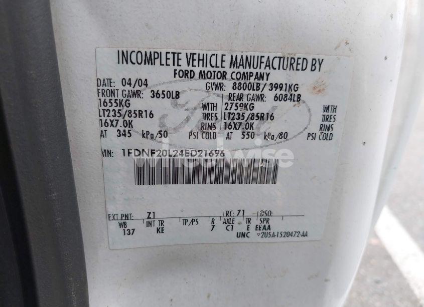 Photo 9 of 2004 Ford F-250 XL/XLT (VIN 1FDNF20L24ED21696)