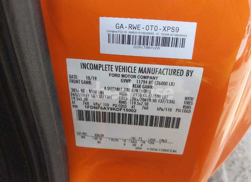 Photo 8 of 2019 Ford F-650 GAS (VIN 1FDNF6AY9KDF15002)