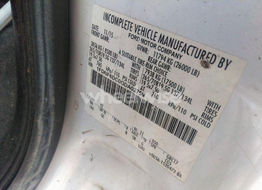 Photo 9 of 2016 Ford F-650 DIESEL (VIN 1FDNF6DC0GDA02759)