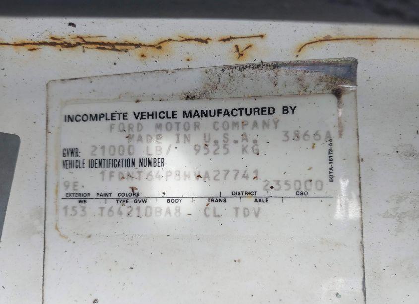 Photo 9 of 1987 Ford F600 F (VIN 1FDNT64P8HVA27741)