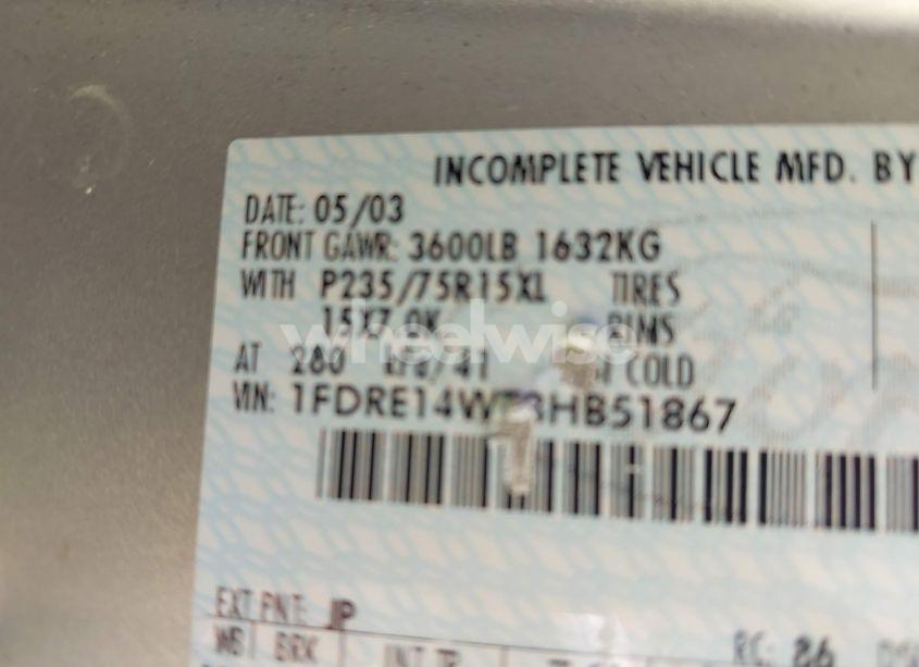 Photo 9 of 2003 Ford E-150 RECREATIONAL (VIN 1FDRE14W73HB51867)