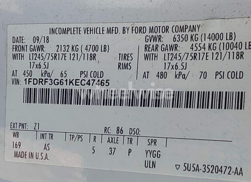 Photo 8 of 2019 Ford F-350 CHASSIS XL (VIN 1FDRF3G61KEC47465)